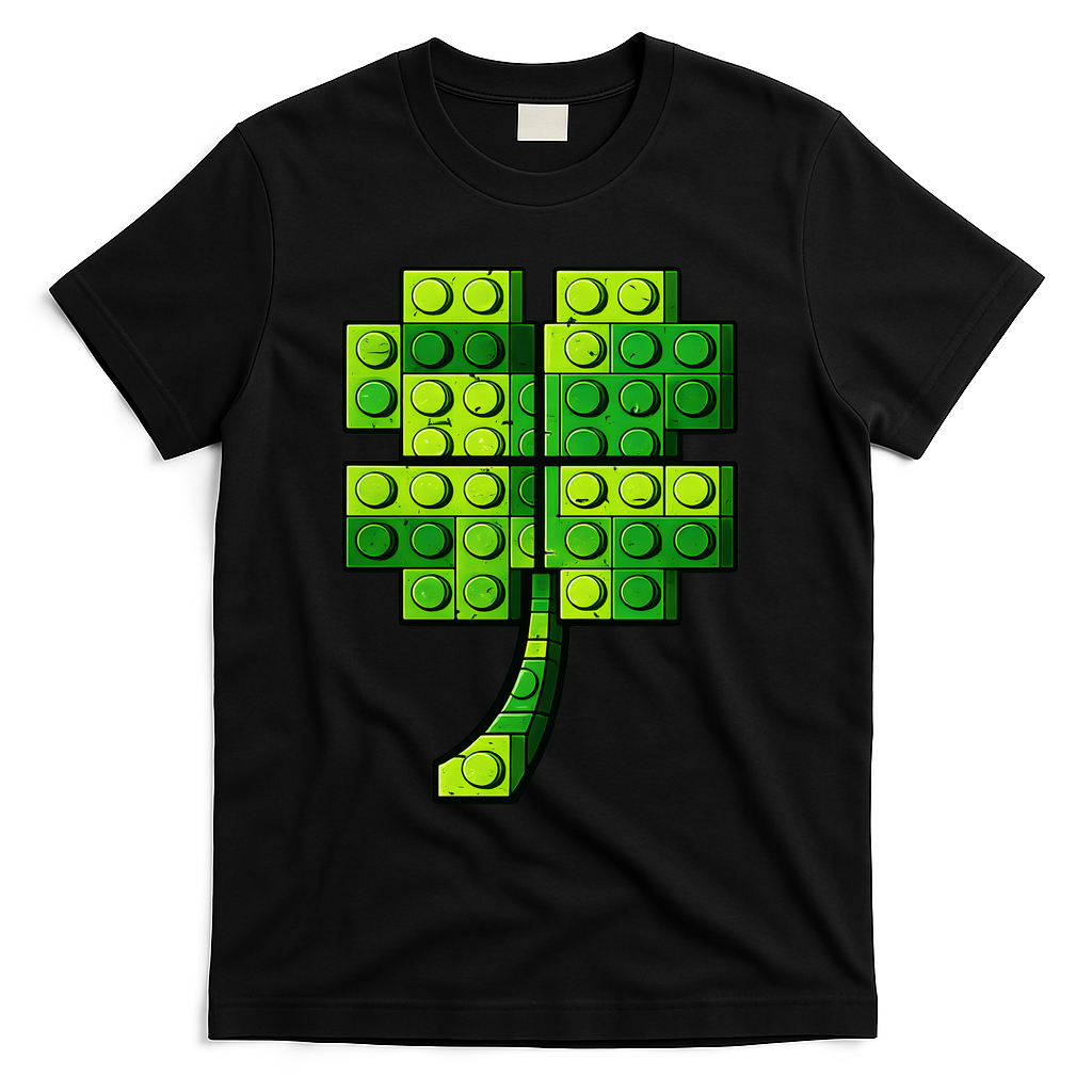 Shamrock Building Clover Blocks St Patricks Day T-Shirt - Black