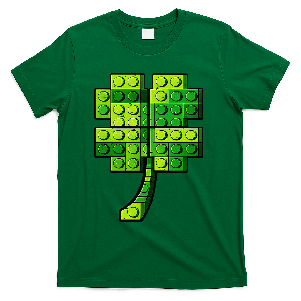 Shamrock Building Clover Blocks St Patricks Day T-Shirt - Green