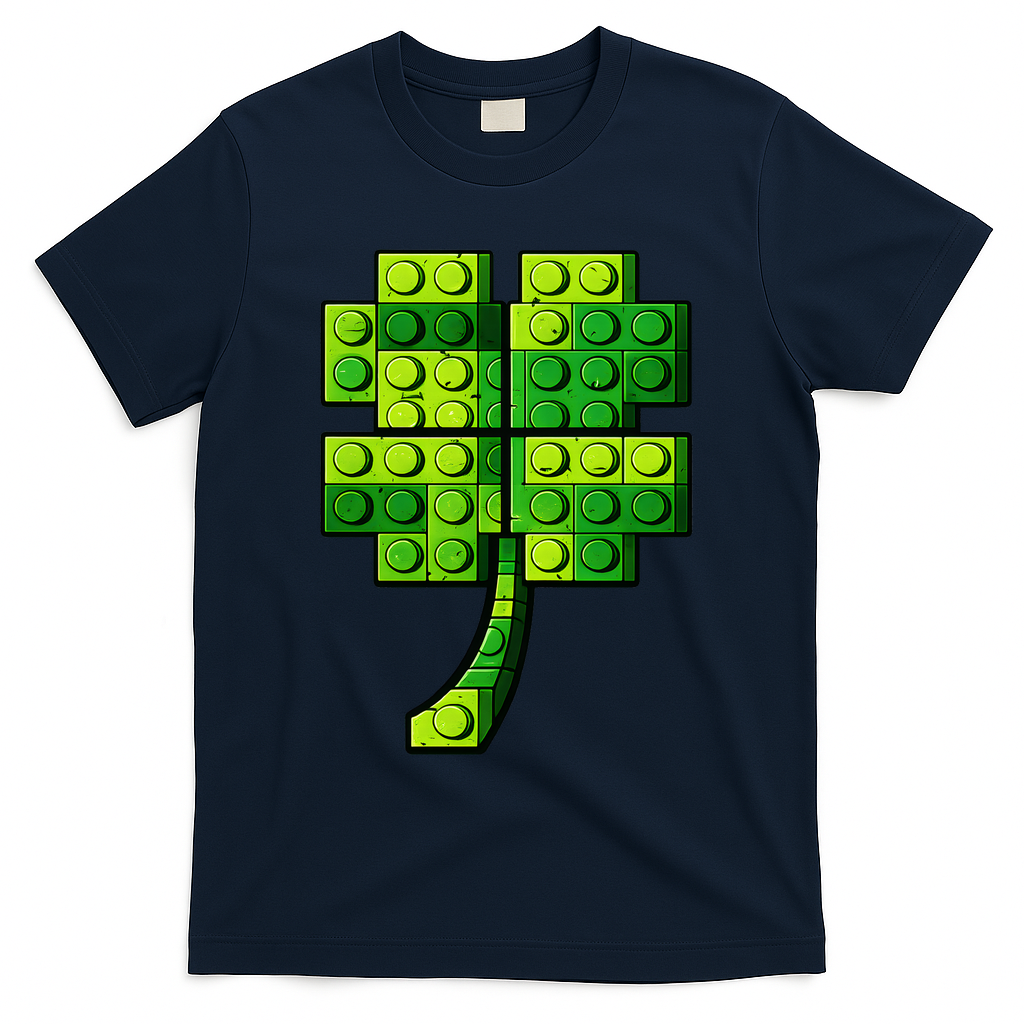 Shamrock Building Clover Blocks St Patricks Day T-Shirt - Navy