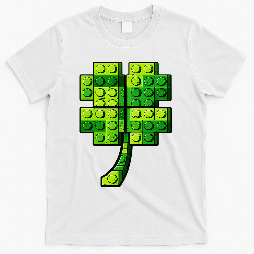 Shamrock Building Clover Blocks St Patricks Day T-Shirt - White
