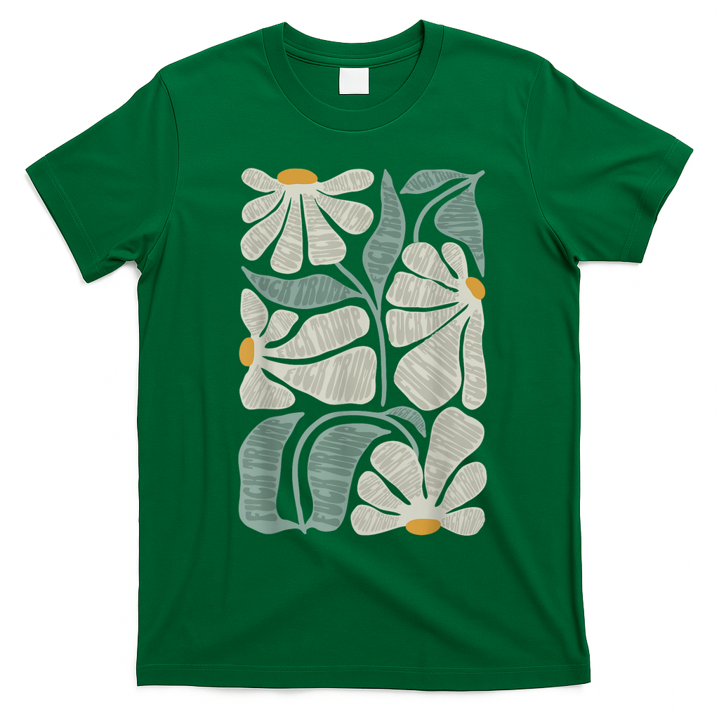 Subtle Boho Flowers Anti Trump Anti Maga Kamala Harris Voter T-Shirt - Irish Green