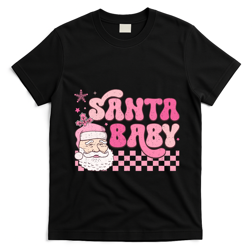 Santa Baby Festive Holiday Graphic T-Shirt - Black