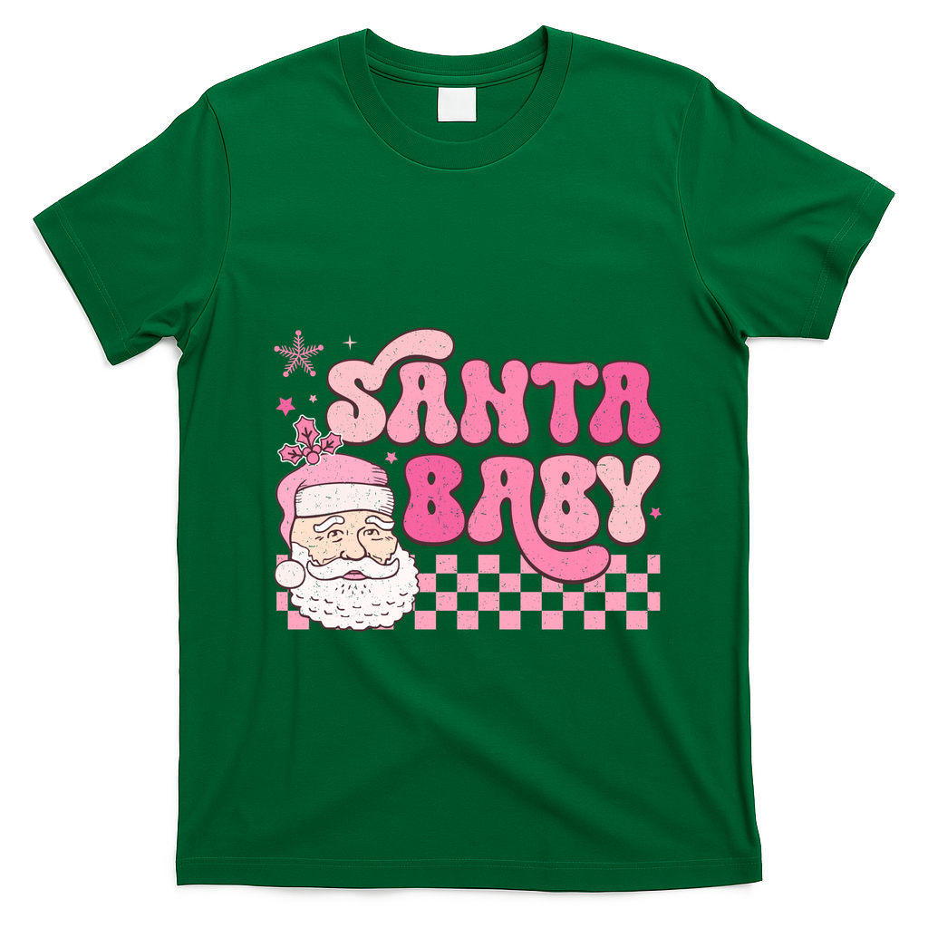 Santa Baby Festive Holiday Graphic T-Shirt - Irish Green