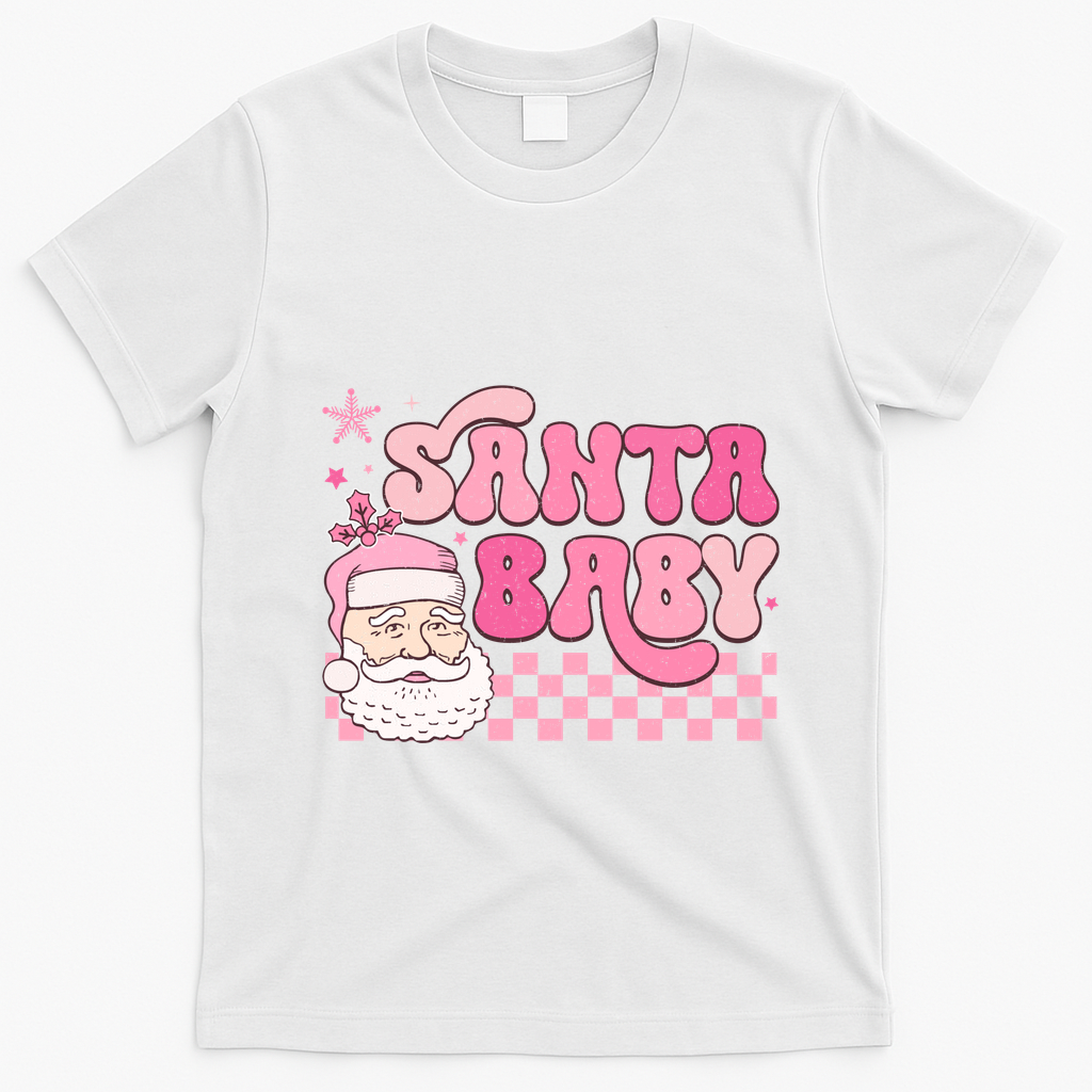 Santa Baby Festive Holiday Graphic T-Shirt - White