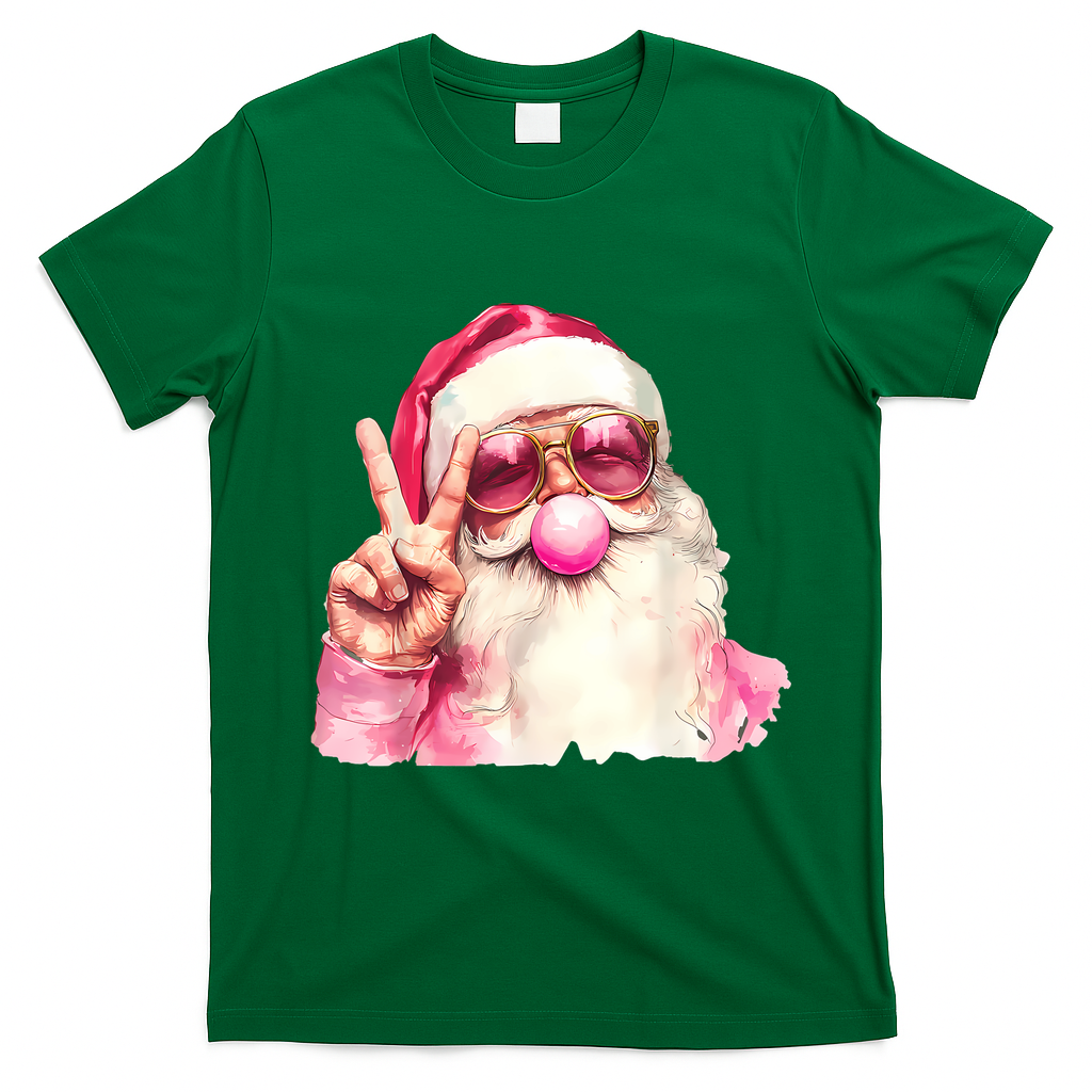 Santa Claus Blowing Sunglasses Christmas T-Shirt - Irish Green