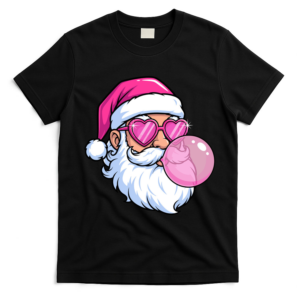 Santa Claus Bubblegum Retro T-Shirt - Black