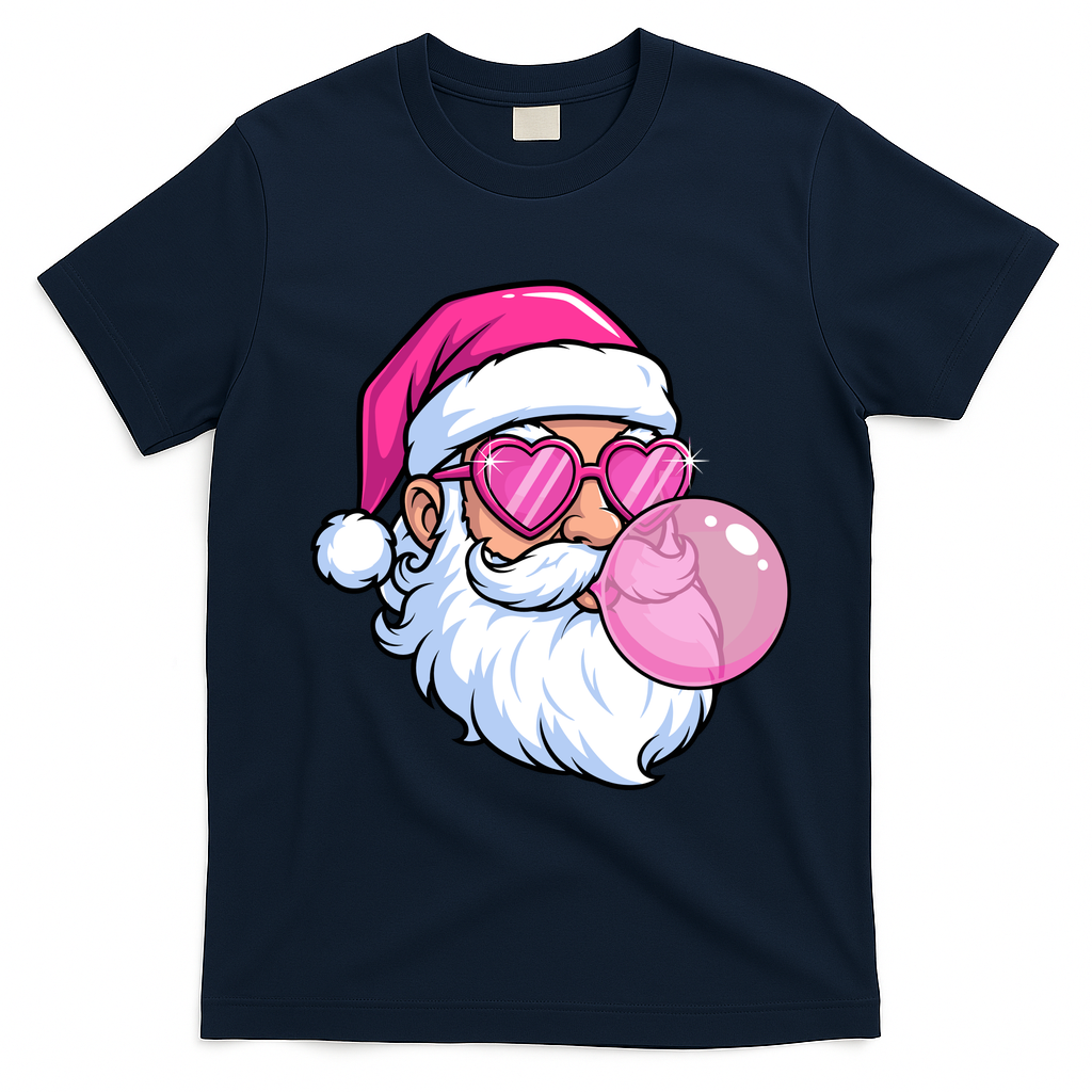 Santa Claus Bubblegum Retro T-Shirt - Navy Blue