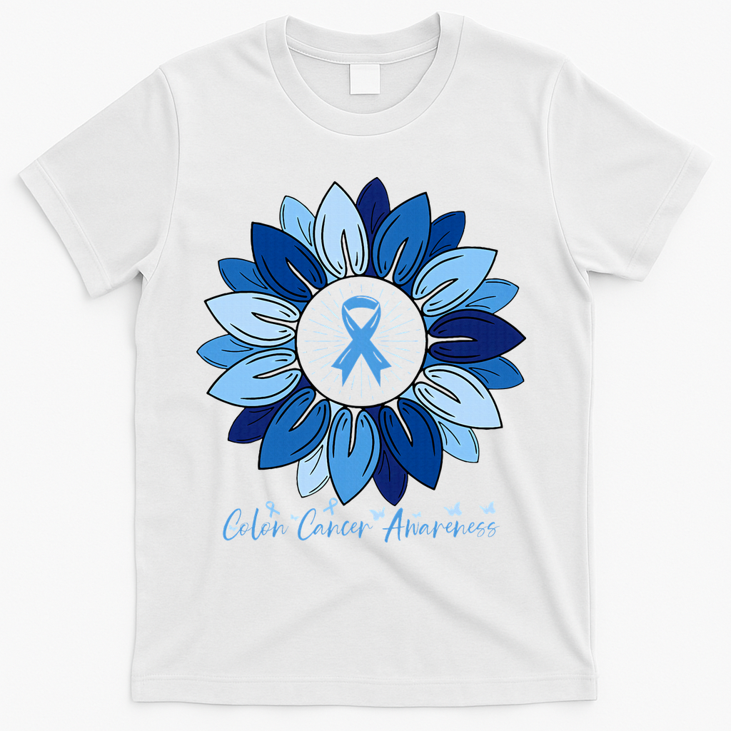 Sunflower Colon Cancer Awareness Month T-Shirt - White