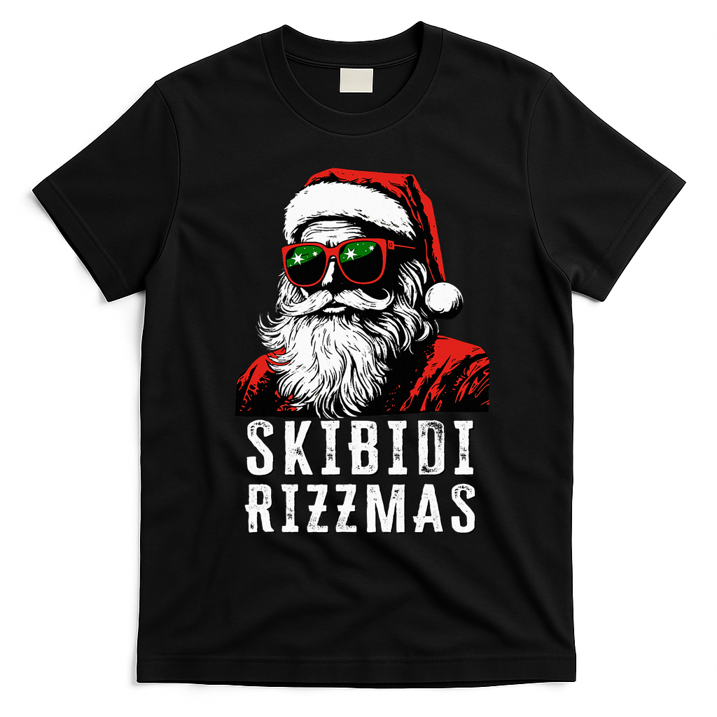 S.K.I.B.I.D.I Christmas Rizz Santa Claus Charisma Cool T-Shirt - Black
