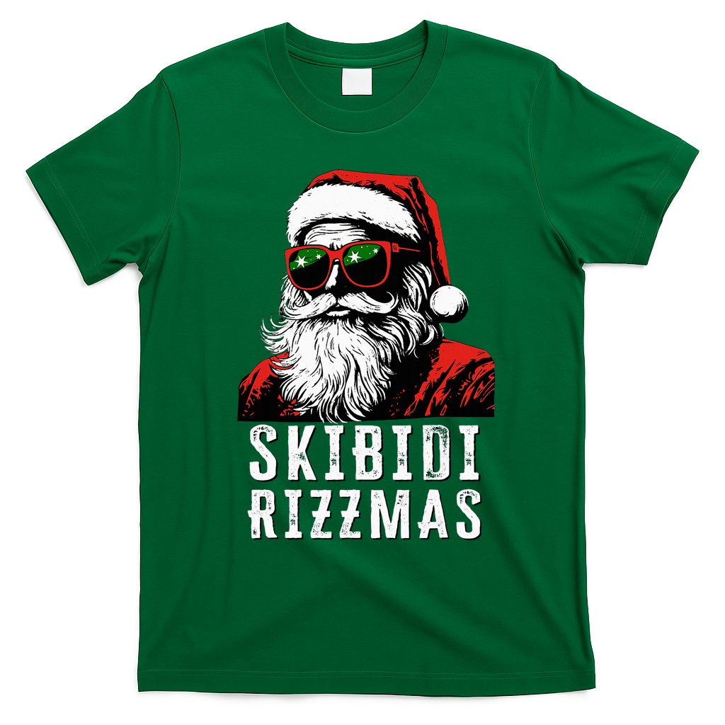 S.K.I.B.I.D.I Christmas Rizz Santa Claus Charisma Cool T-Shirt - Irish Green