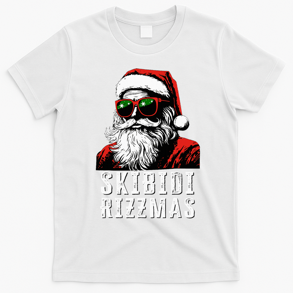S.K.I.B.I.D.I Christmas Rizz Santa Claus Charisma Cool T-Shirt - White