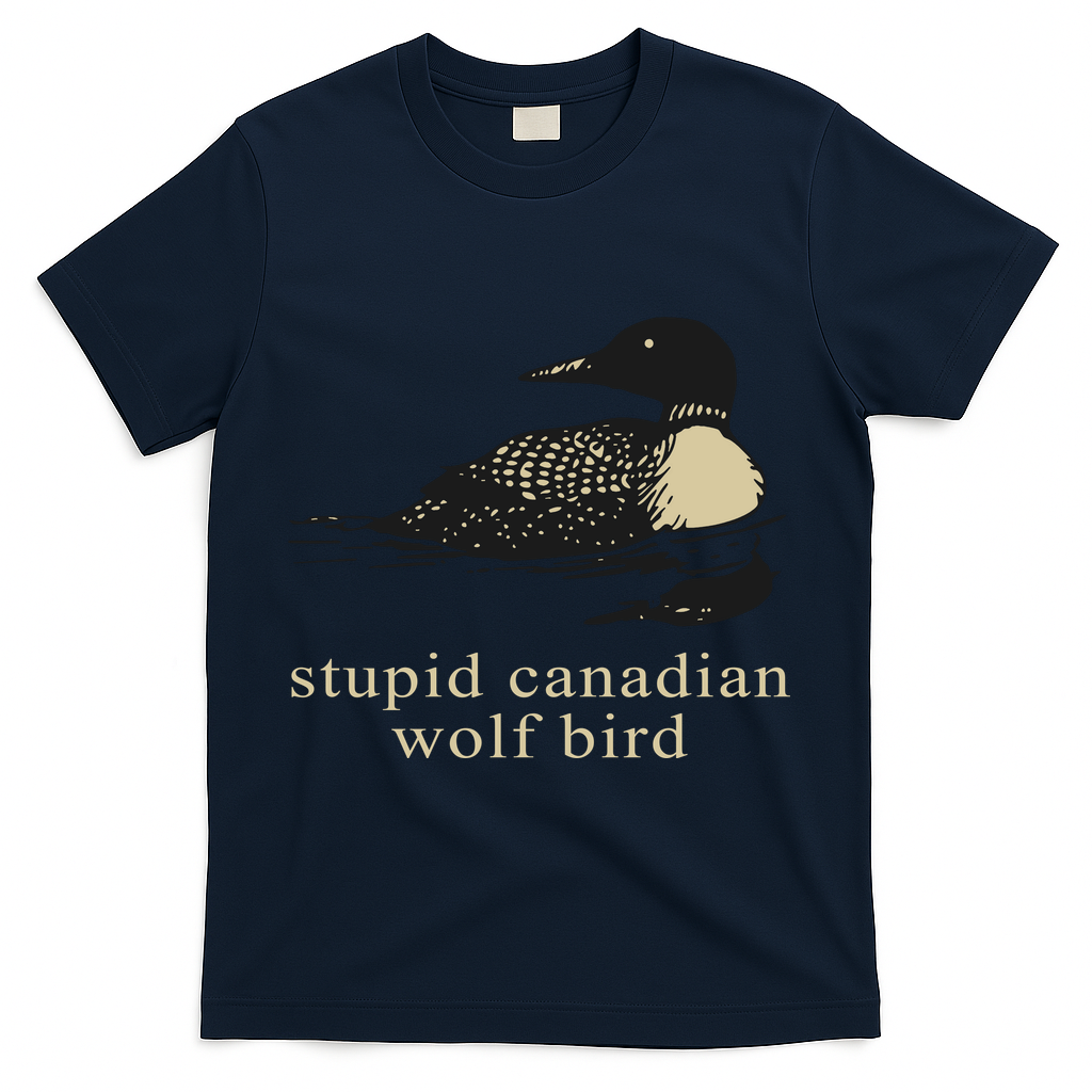 Stupid Canadian Wolf Bird T-Shirt - Navy