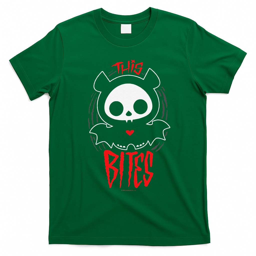 Skelanimals Diego Bat This Bites Red Halloween Spooky Logo T-Shirt - Irish Green