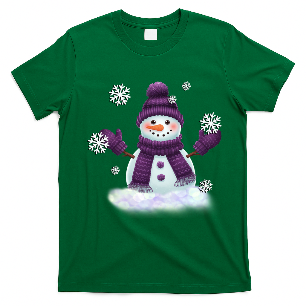 Snow Design In Purples Wintertime Snowflakes Gift T-Shirt - Irish Green