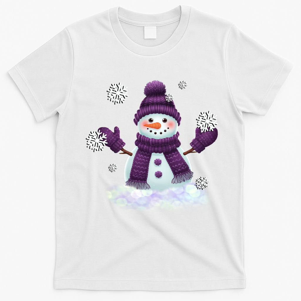 Snow Design In Purples Wintertime Snowflakes Gift T-Shirt - White