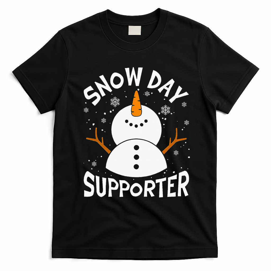 Snow Day Supporter Snowflake Funny Teacher Christmas Pajamas T-Shirt - Black