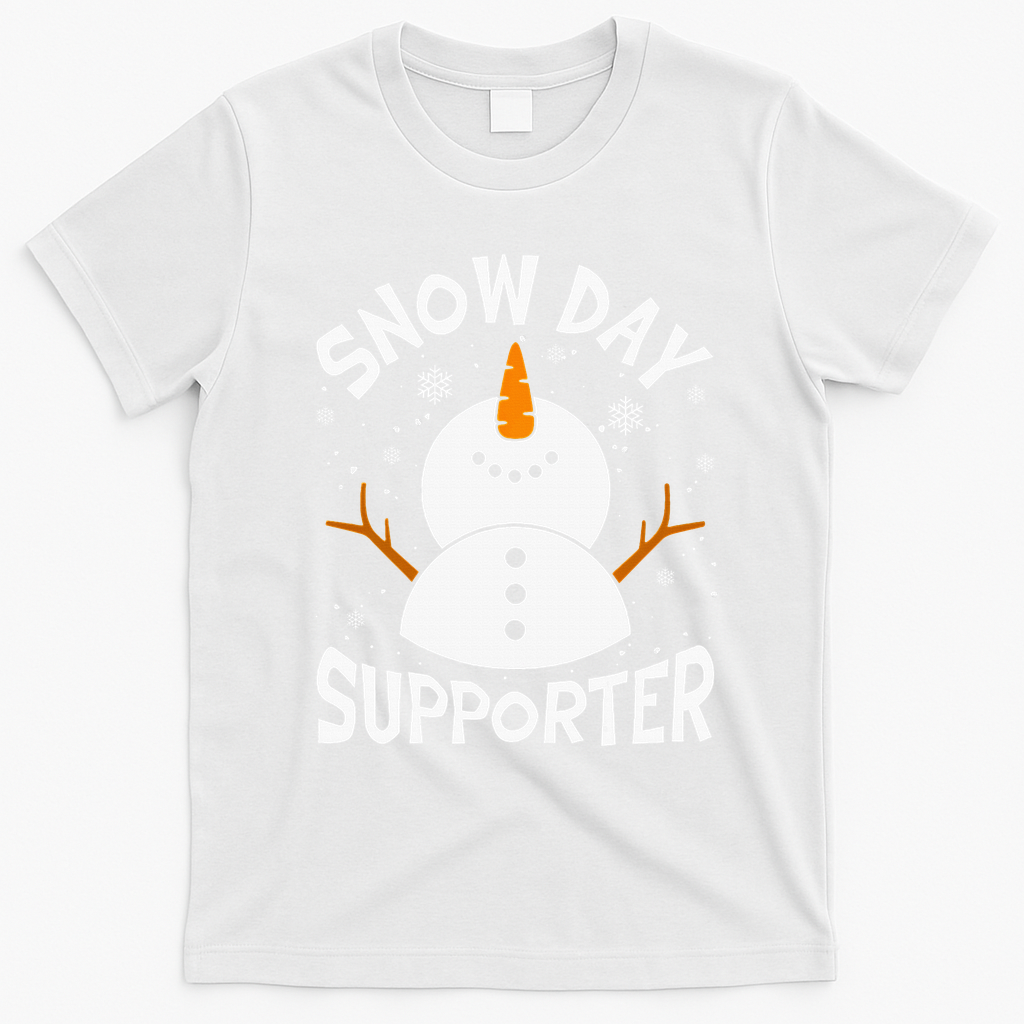 Snow Day Supporter Snowflake Funny Teacher Christmas Pajamas T-Shirt - White
