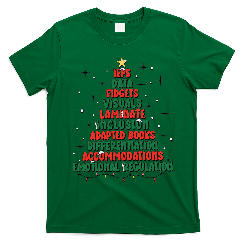 Special Ed Teacher Christmas Holiday Teacher Xmas Lights T-Shirt - Irish Green