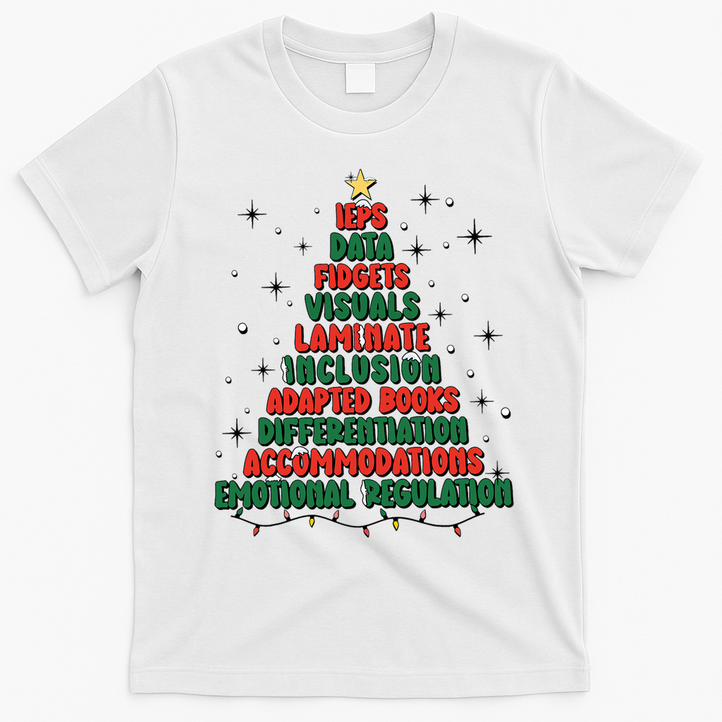 Special Ed Teacher Christmas Holiday Teacher Xmas Lights T-Shirt - White