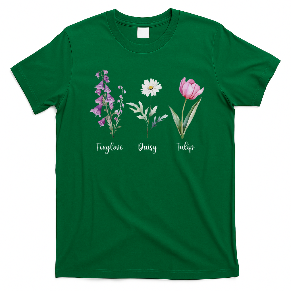 Subtle Floral Anti Trump Flowers Foxglove Daisy Tulip Funny T-Shirt - Irish Green