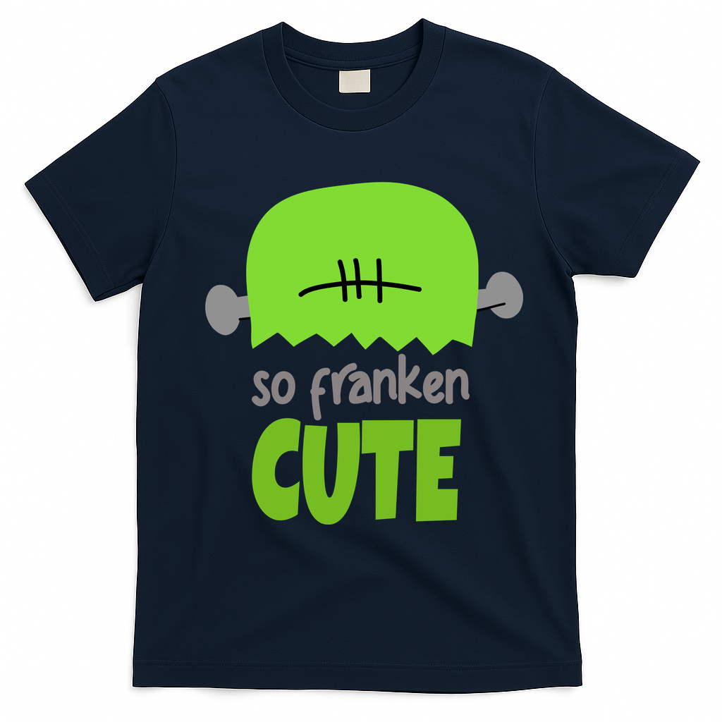 So Franken Cute Frankenstein Halloween T-Shirt - Navy Blue