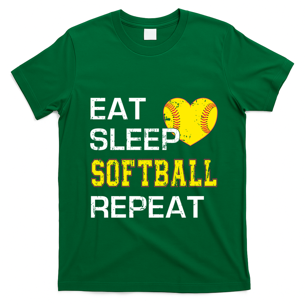 Softball Funny Eat Sleep Softball Repeat Softball Gift T-Shirt - Irish Green
