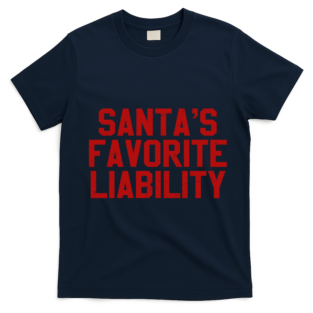 Santas Favorite Liability Funny Political Christmas T-Shirt - Navy Blue