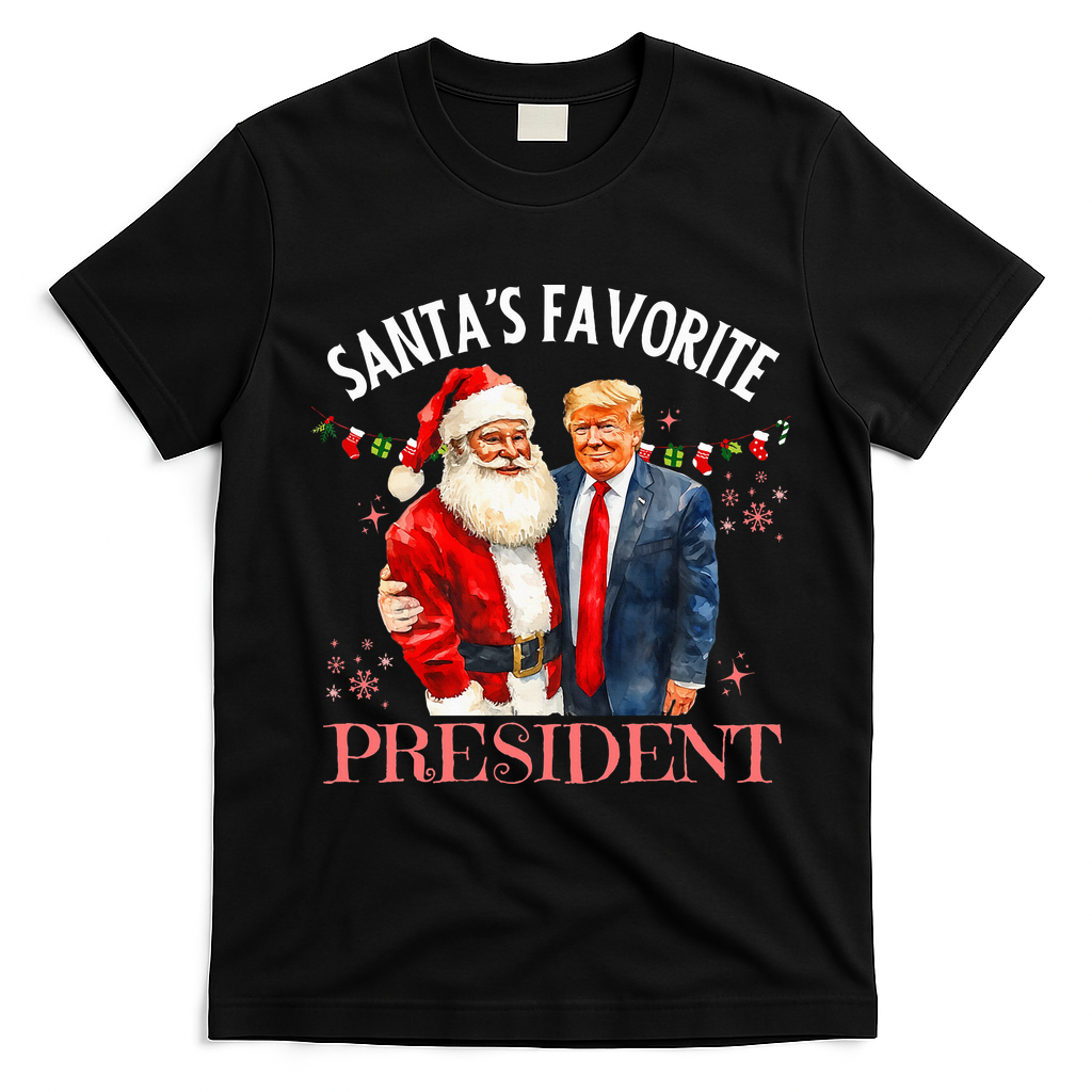SantaS Favorite President Christmas Trump 47th President T-Shirt - Black
