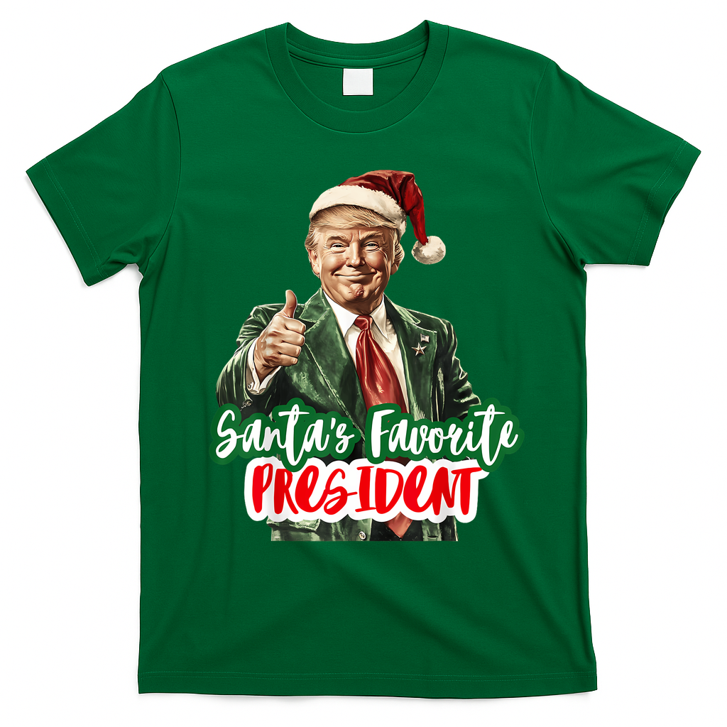 SantaS Favorite President Funny Santa Trump 2024 Christmas T-Shirt - Irish Green