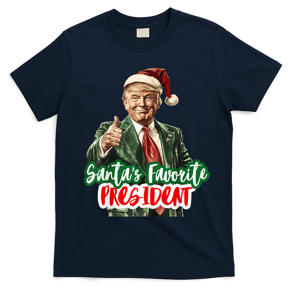 SantaS Favorite President Funny Santa Trump 2024 Christmas T-Shirt - Navy Blue