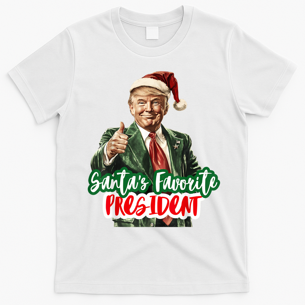 SantaS Favorite President Funny Santa Trump 2024 Christmas T-Shirt - White