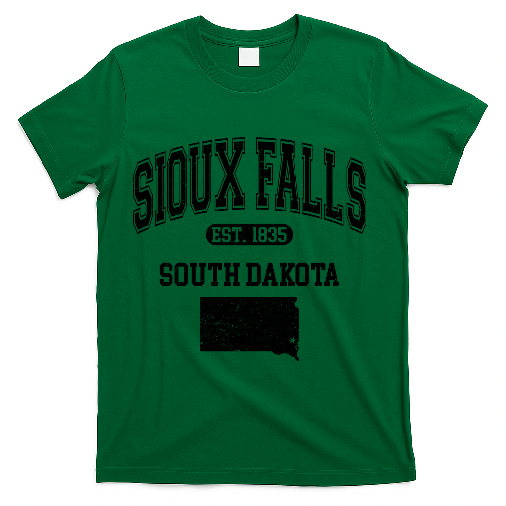 Sioux Falls South Dakota Est 1835 Varsity T-Shirt - Green