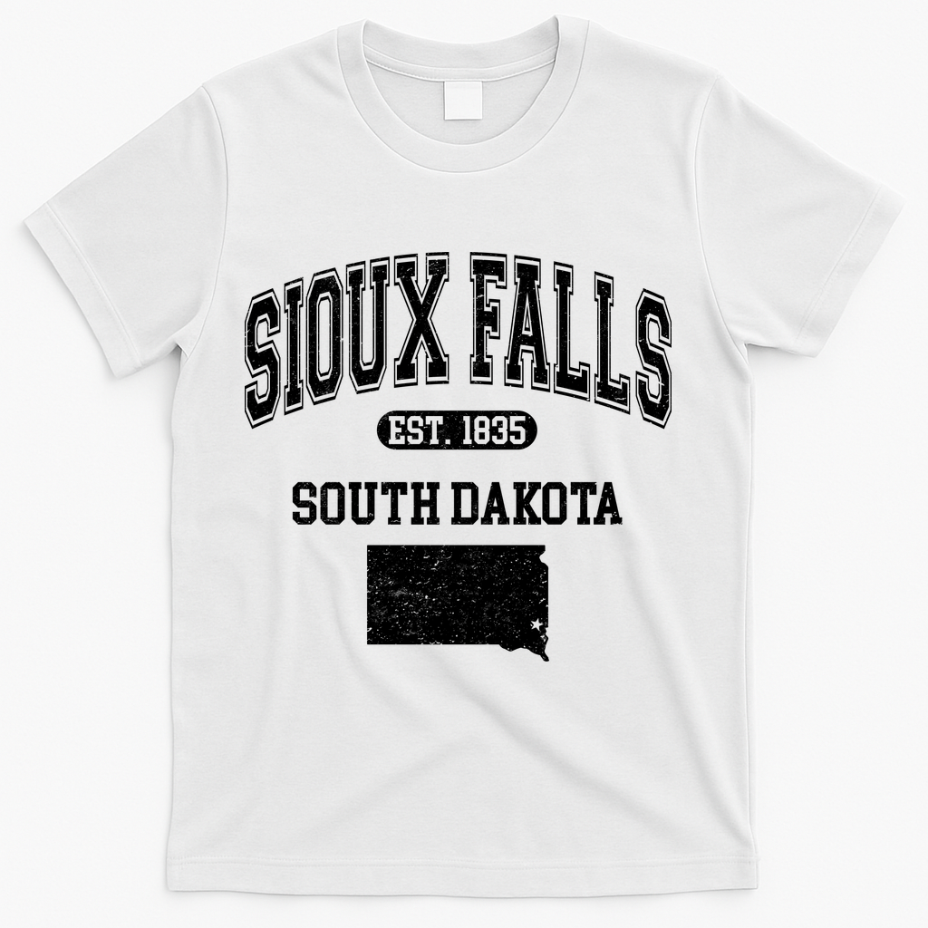Sioux Falls South Dakota Est 1835 Varsity T-Shirt - White