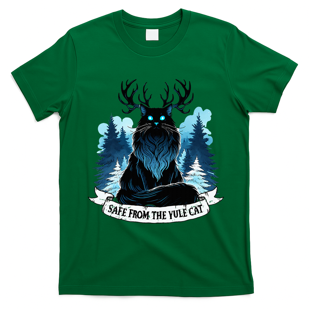 Safe From The Yule Cat Christmas Icelandic Iceland Folklore T-Shirt - Irish Green