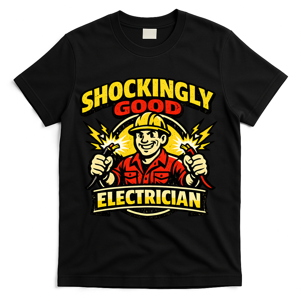 Shockingly Good Master Electrician Humor T-Shirt - Black