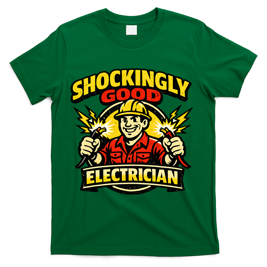 Shockingly Good Master Electrician Humor T-Shirt - Green