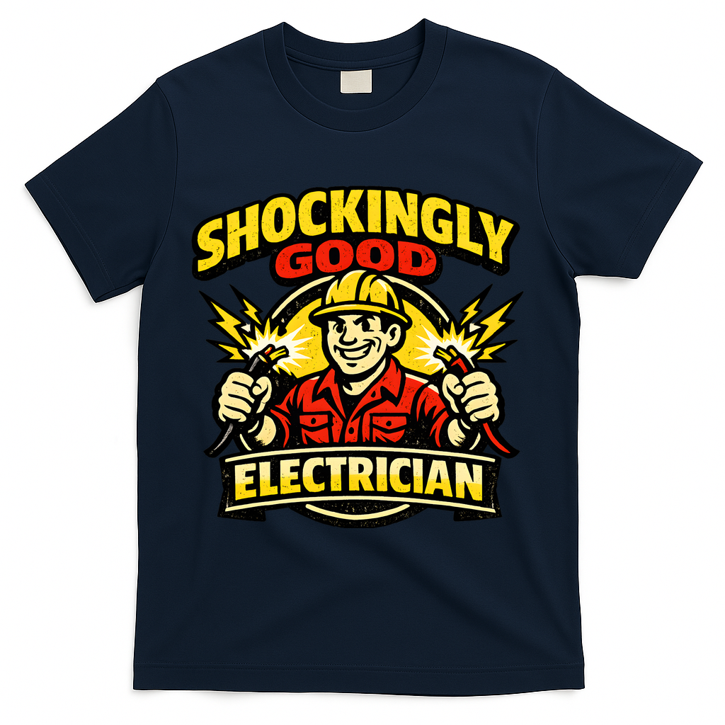 Shockingly Good Master Electrician Humor T-Shirt - Navy