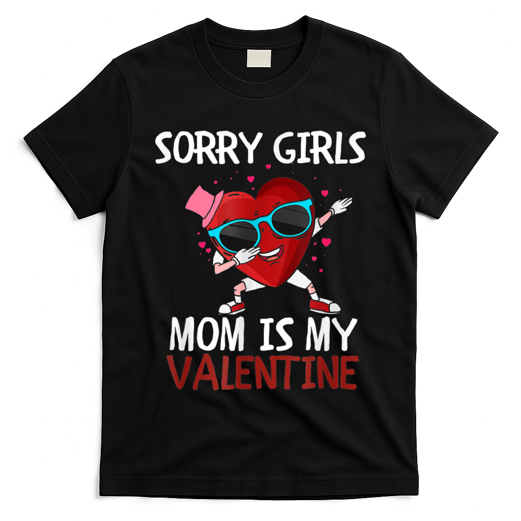 Sorry Girls Mom Is My Valentine Funny Dabbing Heart Valentine Day T-Shirt
