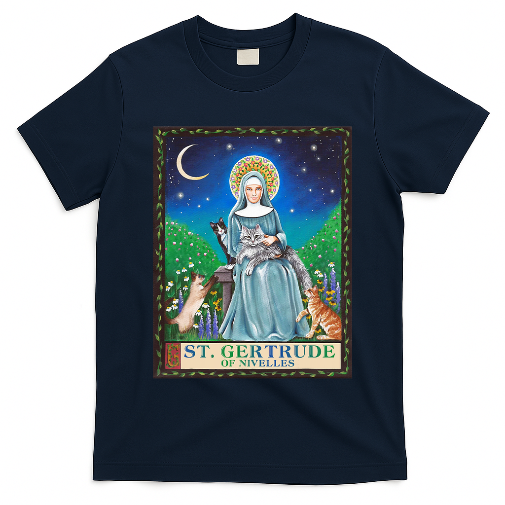 St. Gertrude Of Nivelles Patron Saint Of Cats Lovers Gifts T-Shirt