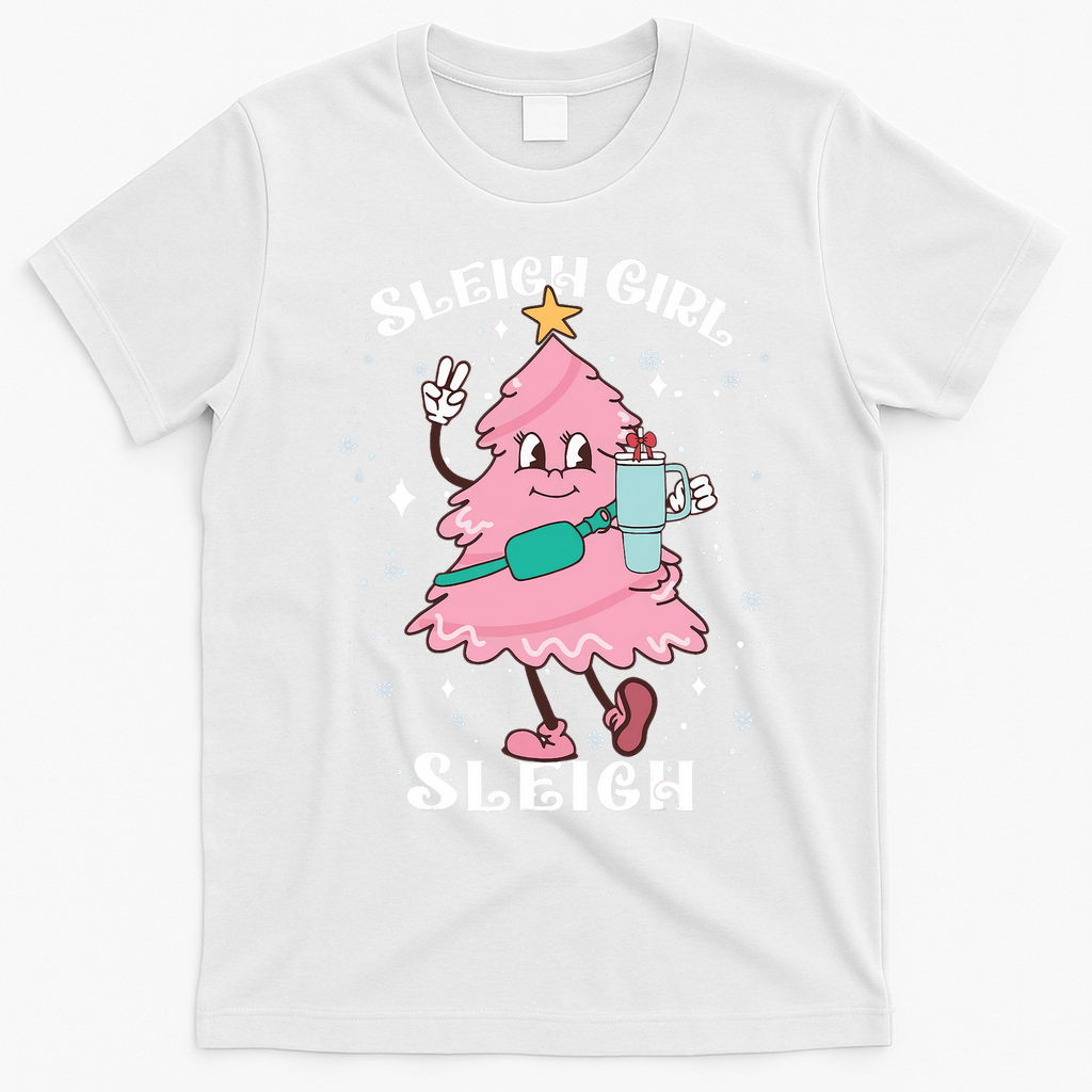 Sleigh Girl Sleigh Reindeer Christmas Retro Xmas Pjs Holiday T-Shirt - White
