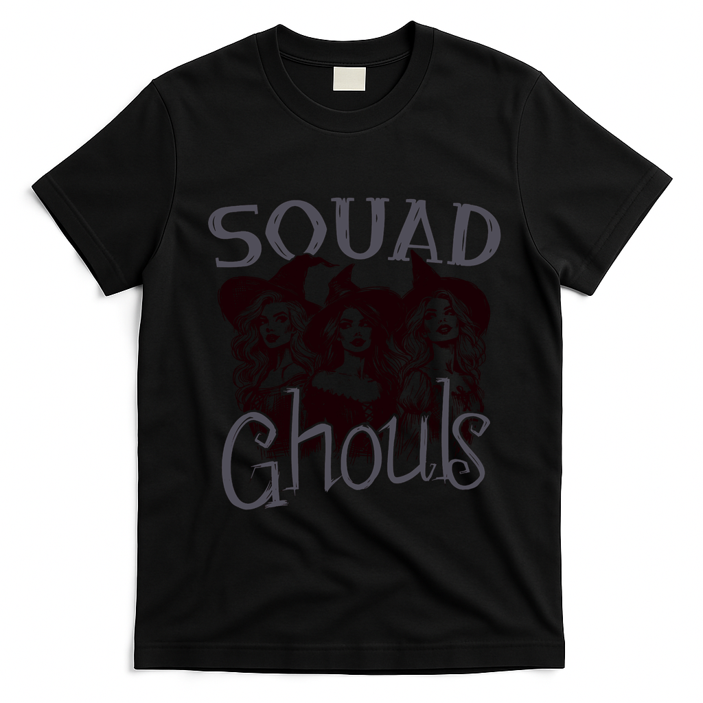 Squad Ghouls Witches Halloween Festive T-Shirt - Black