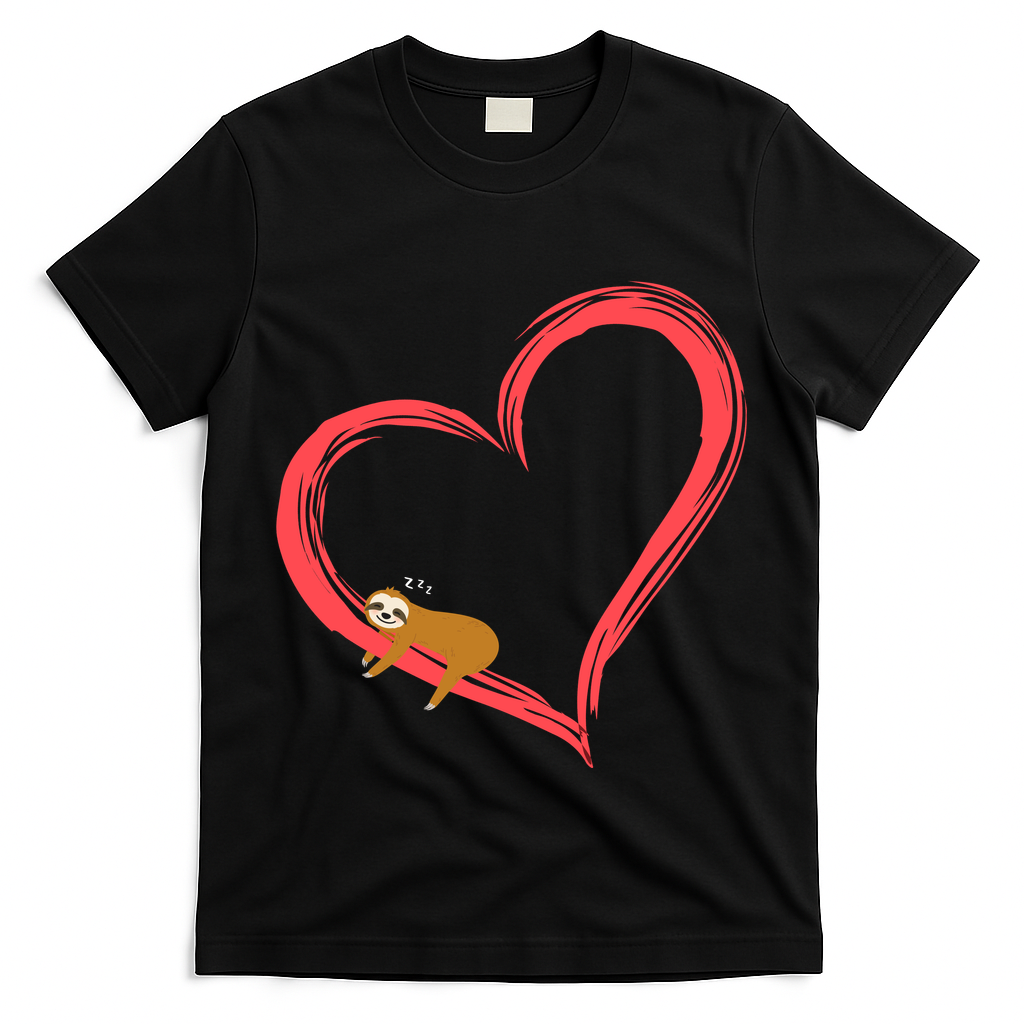 Lazy Sloth Sleeping On Heart T-Shirt