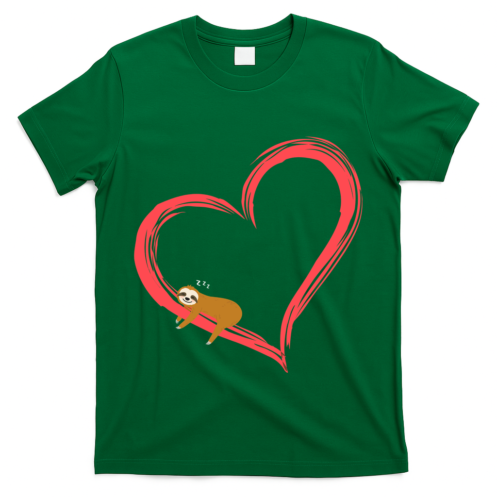 Lazy Sloth Sleeping On Heart T-Shirt