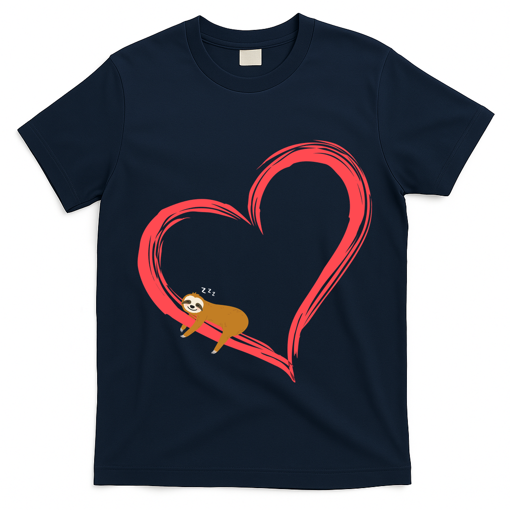 Lazy Sloth Sleeping On Heart T-Shirt