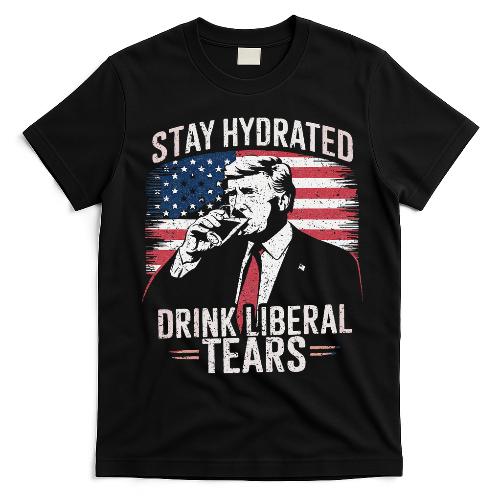 Stay Hydrated And Drink LiberalS Tears Trump 2025 T-Shirt - Black