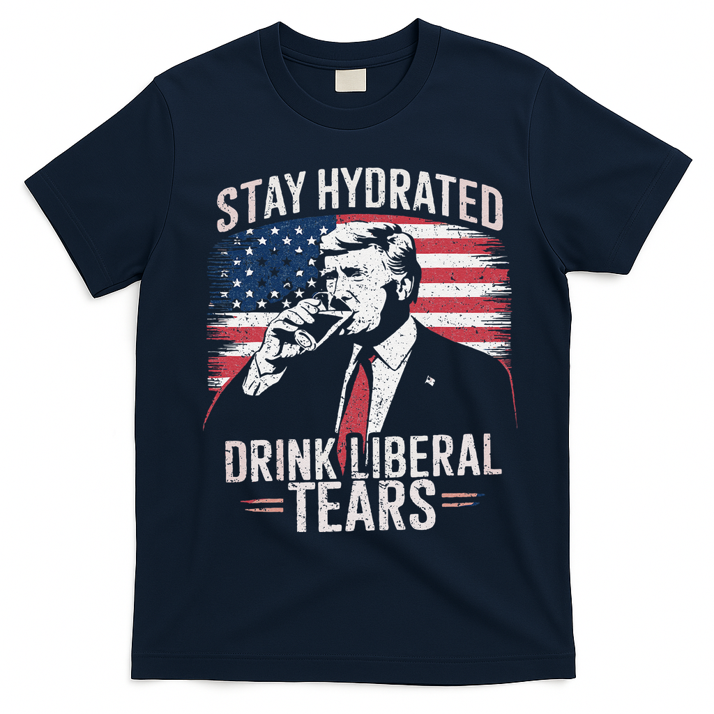 Stay Hydrated And Drink LiberalS Tears Trump 2025 T-Shirt - Navy Blue