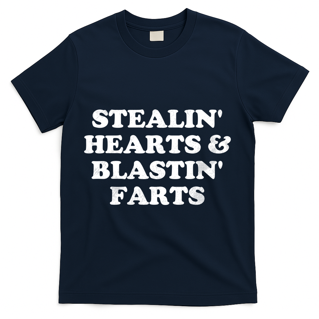 Stealin' Hearts And Blastin' Farts Funny Valentines Day T-Shirt - Navy