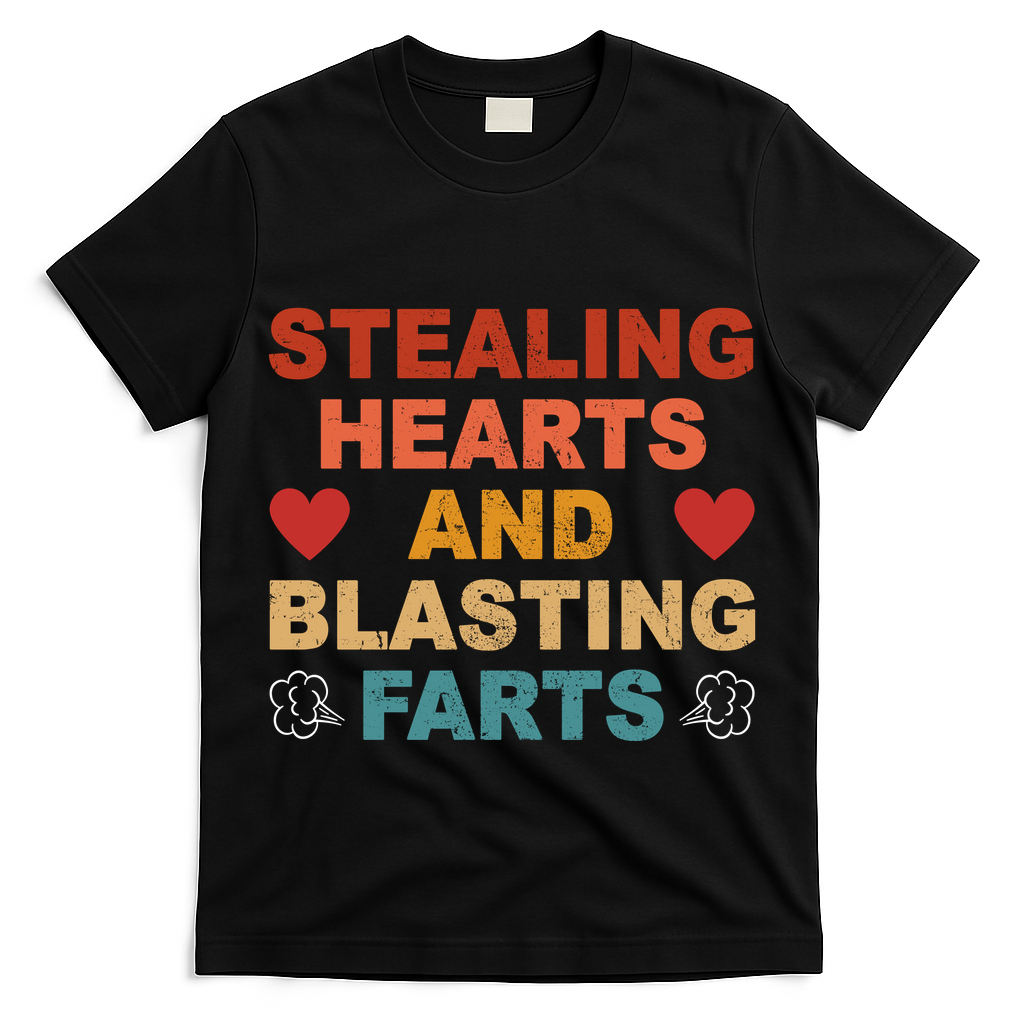 Stealing Hearts And Blasting Farts Funny Valentines Day T-Shirt