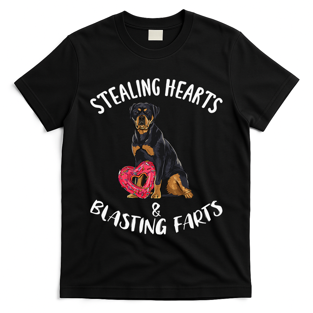 Stealing Hearts Blasting Farts Rottweiler Valentines Day T-Shirt