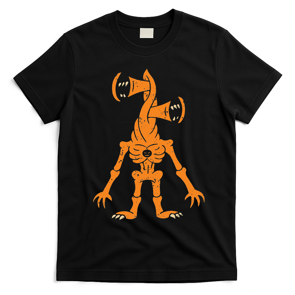 Sirenhead Halloween Costume Scary Horror Pumpkin T-Shirt - Black